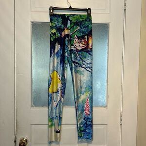 Women’s Multicolor Alice in Wonderland Cheshire Cat Patterned Leggings Size OS